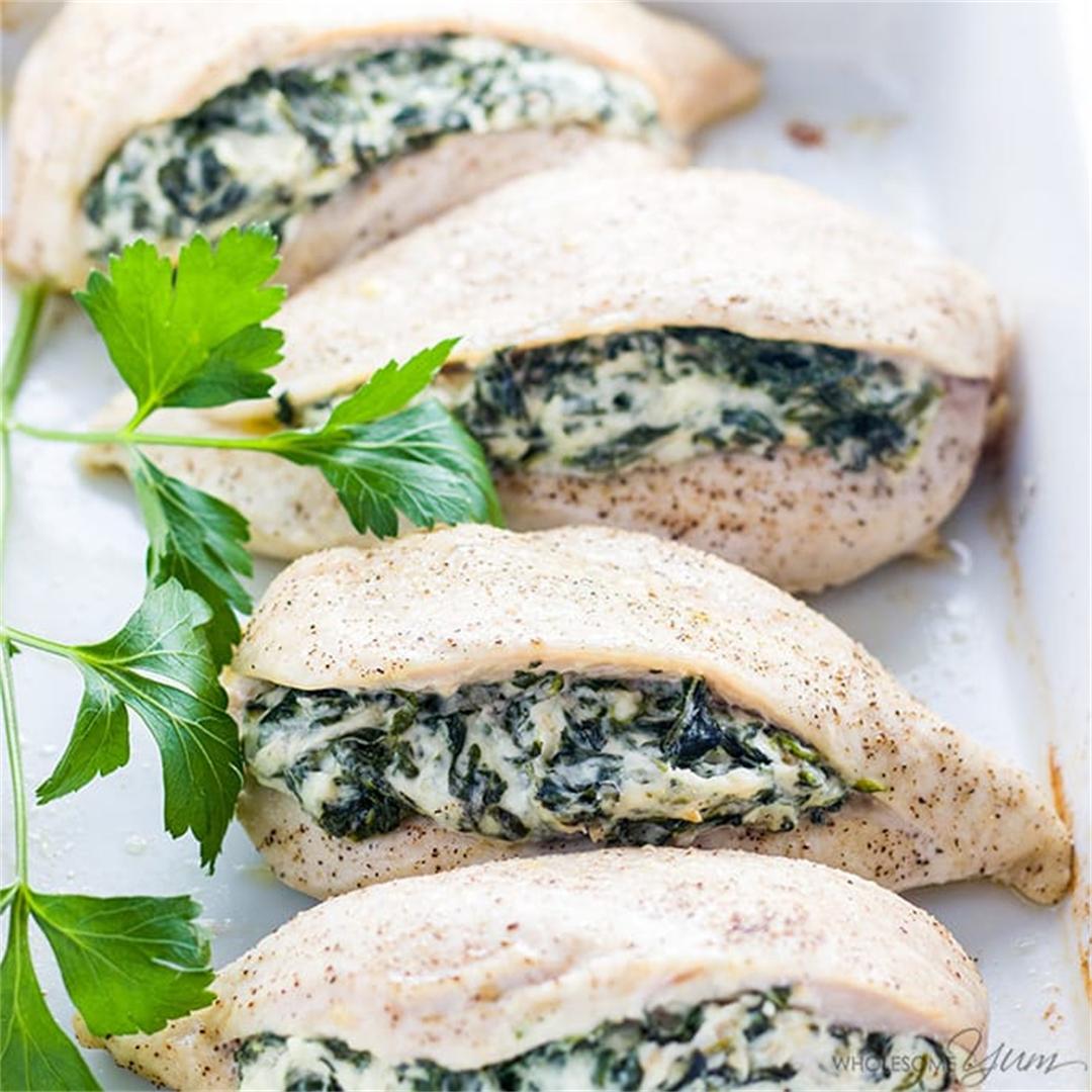 Spinach & Cheese Stuffed Chicken ( Low Carb, Gluten-Free)