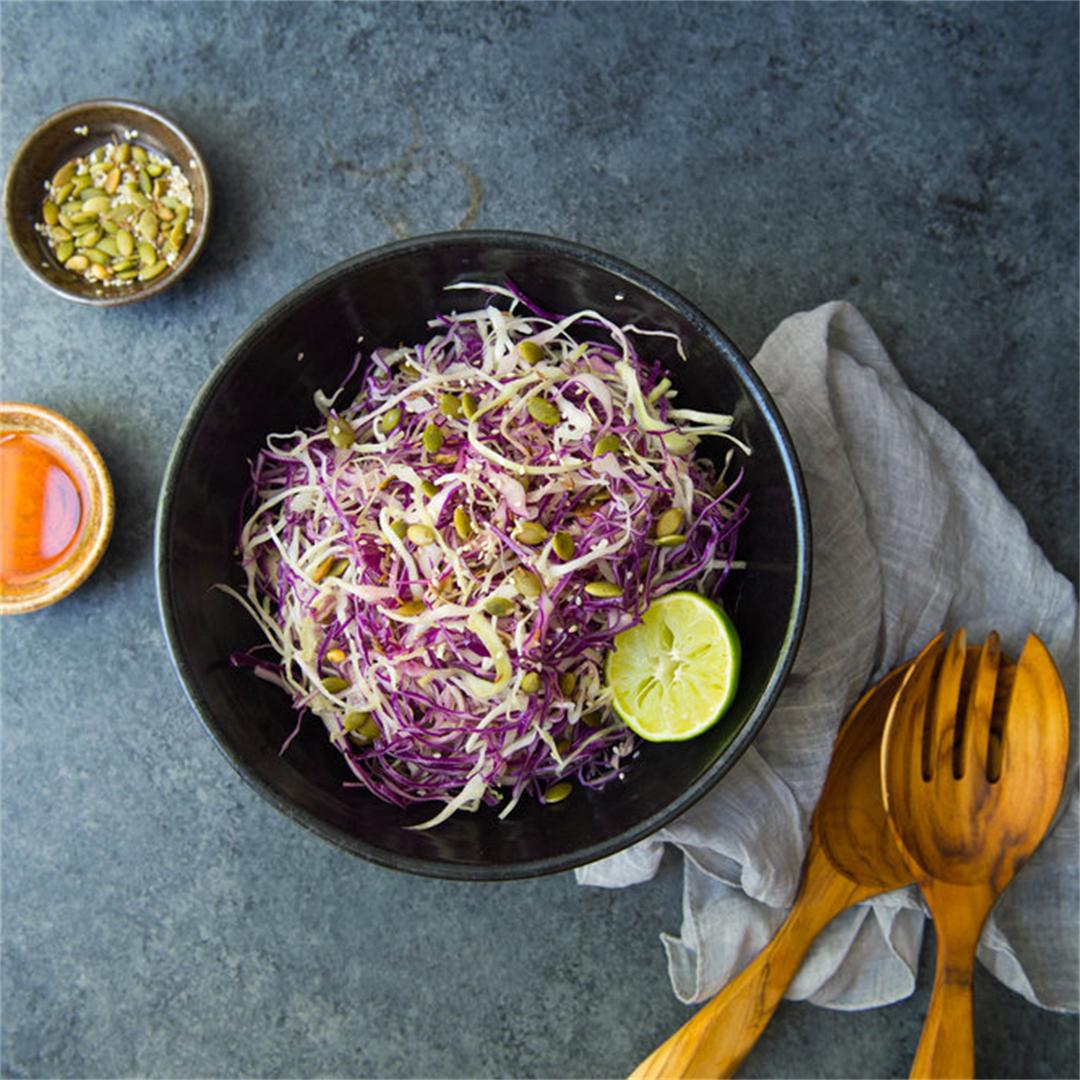 Crunchy Cabbage Slaw with Pepitas, Sesame and Cumin