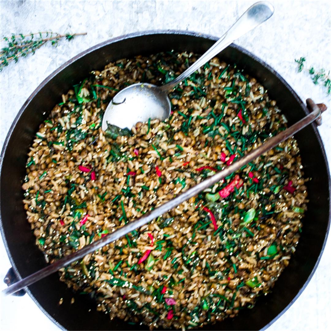 Rice Zaatar Lentil & Rocket Stir Fry