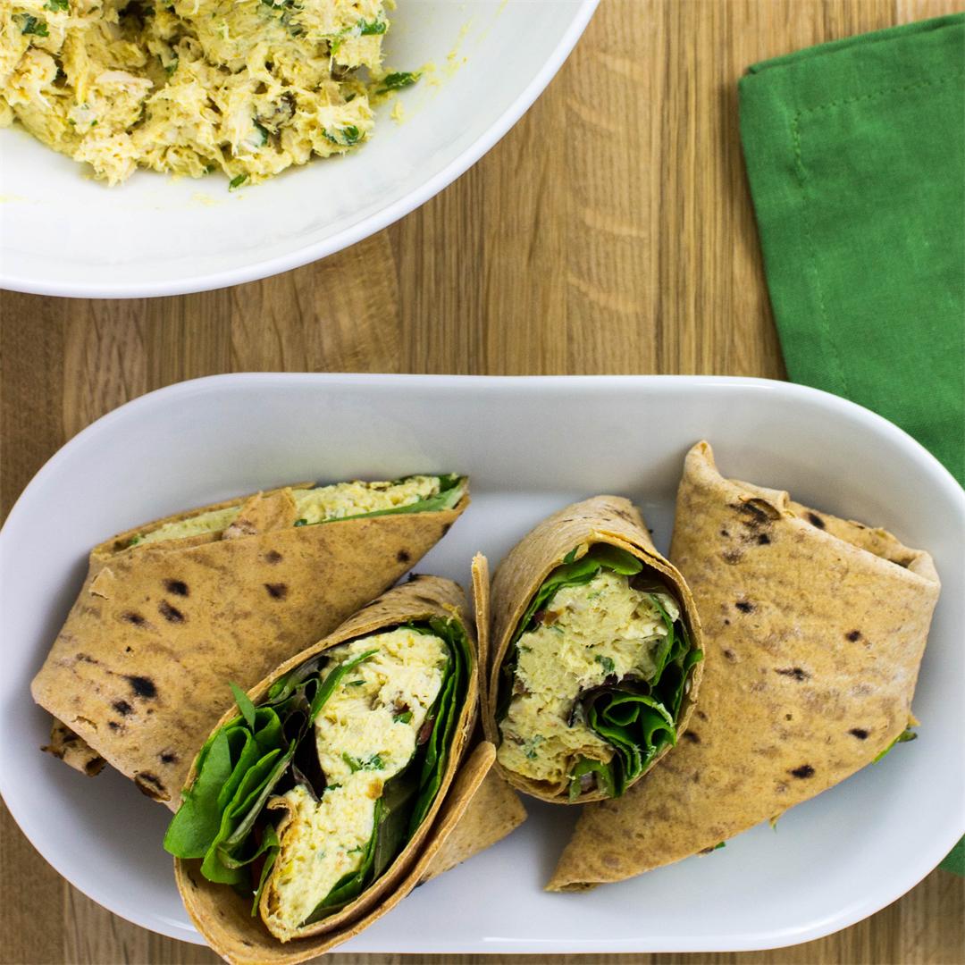 Curry Chicken Salad Wrap- Healthy lunch idea!