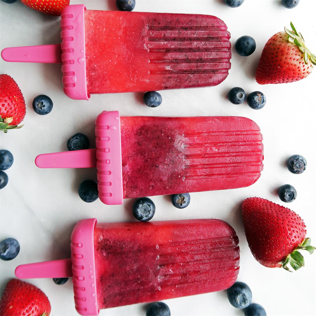 Strawberry Blueberry Coconut Water Popsicles