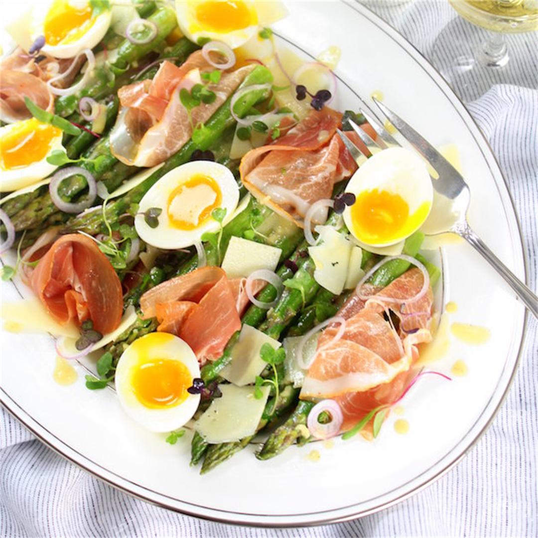 Asparagus Salad with Prosciutto, Eggs and Dijon Vinaigrette