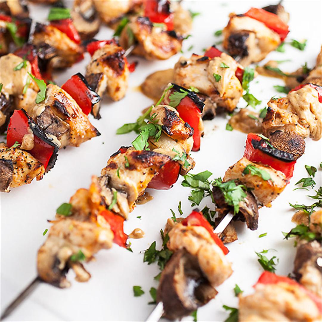 Grilled Chicken Skewers with Thai Peanut Sauce