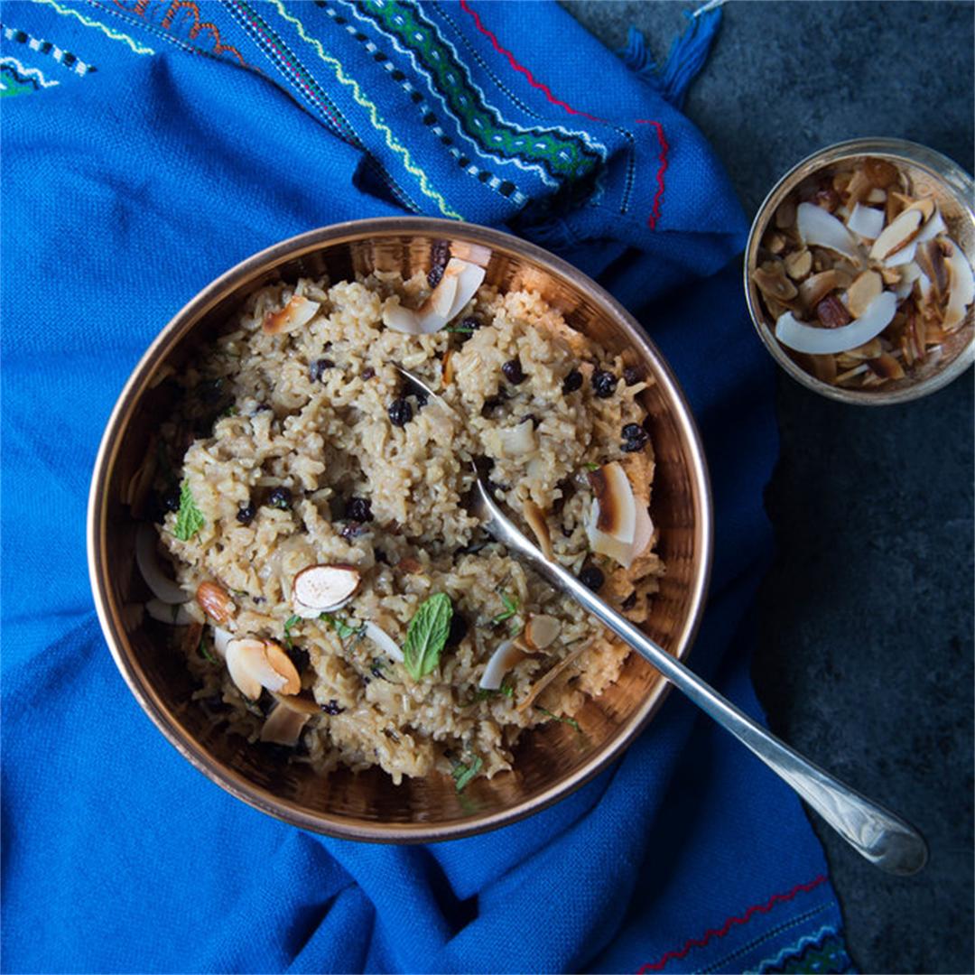 Coconut Curry Rice with Currants and Almonds