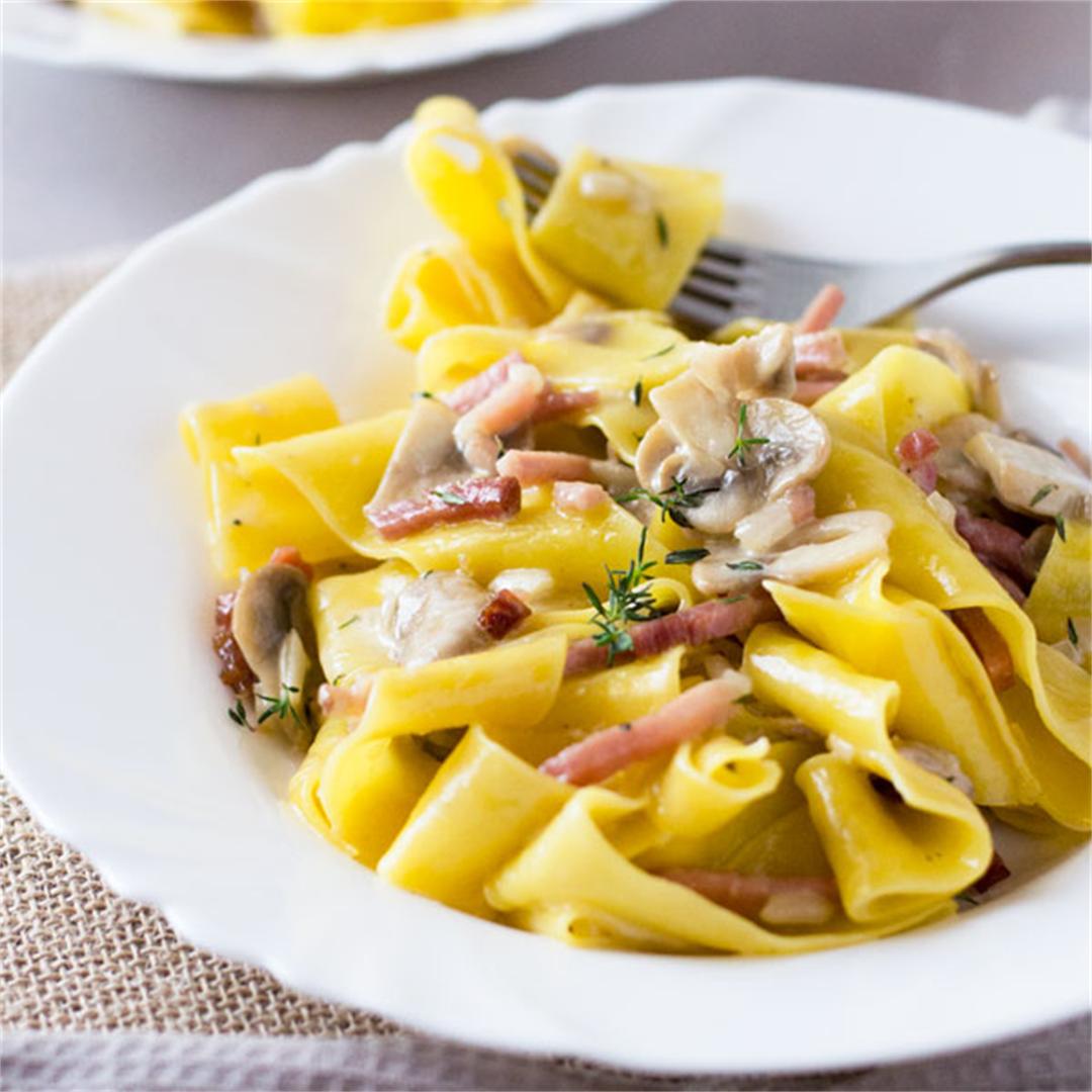 Speck and Mushroom Pappardelle