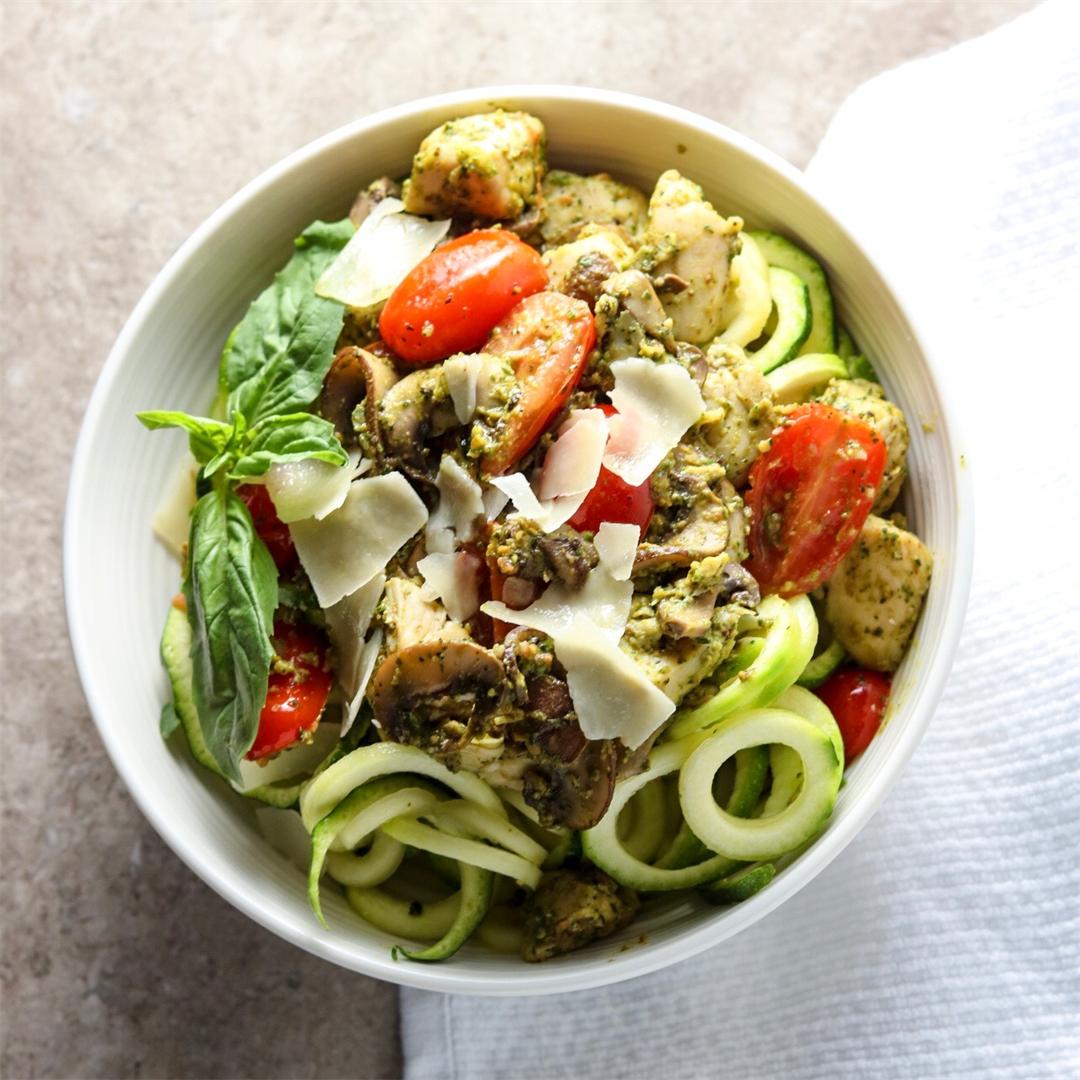Pesto Zoodle Bowl with Chicken