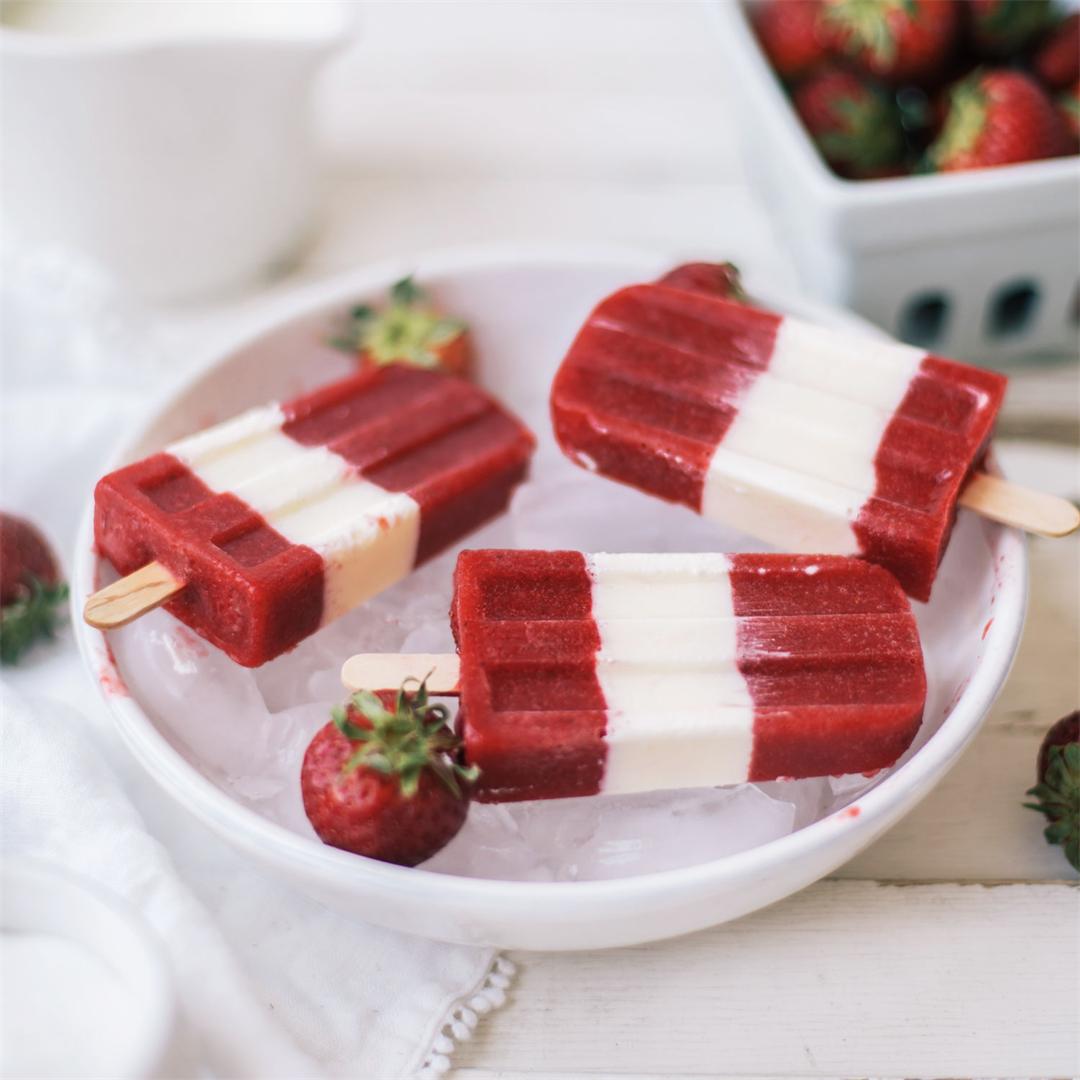 Strawberry And Cream Popsicles