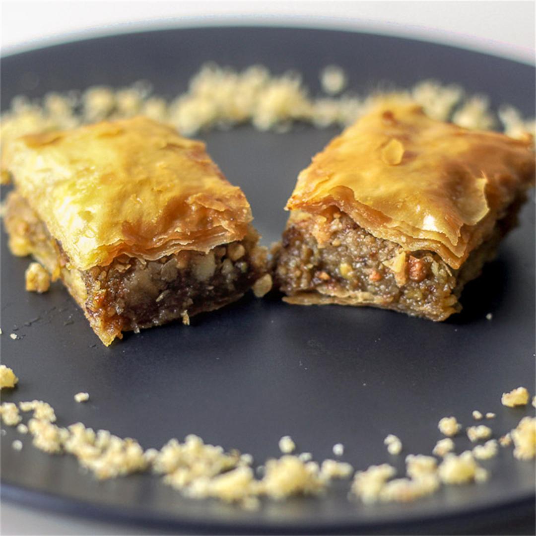 Lebanese style Baklava with Pistachios and Walnuts