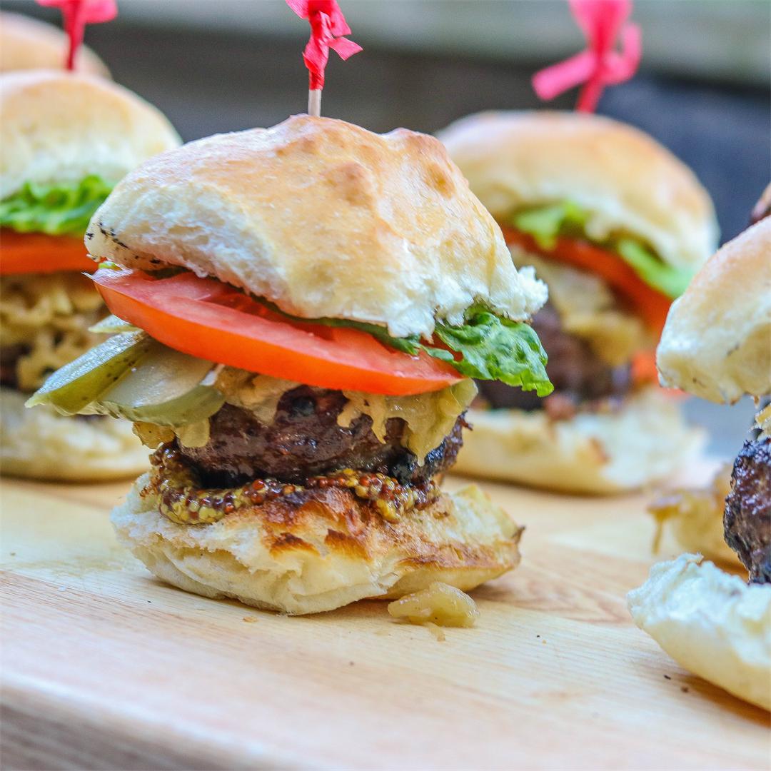 Canadian Beef Sliders with Maple-Rye Caramelized Onions