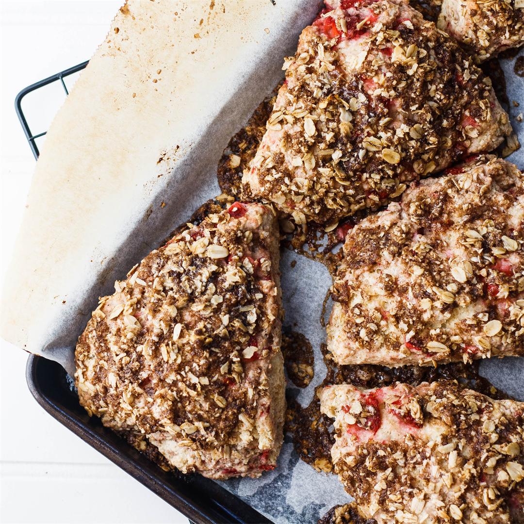 Strawberry Scones with Oat & Brown Sugar Crumble