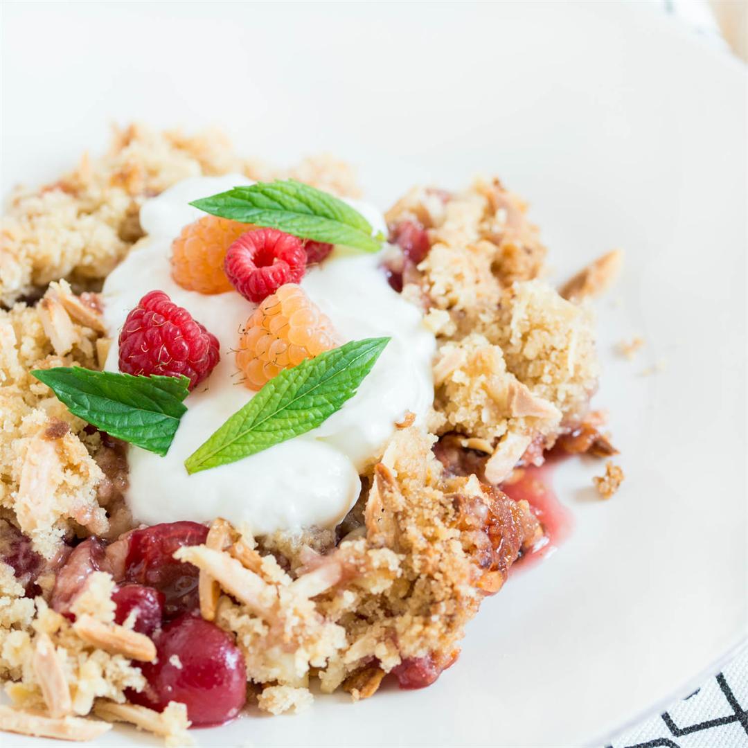 Cherry and Almond Crumble