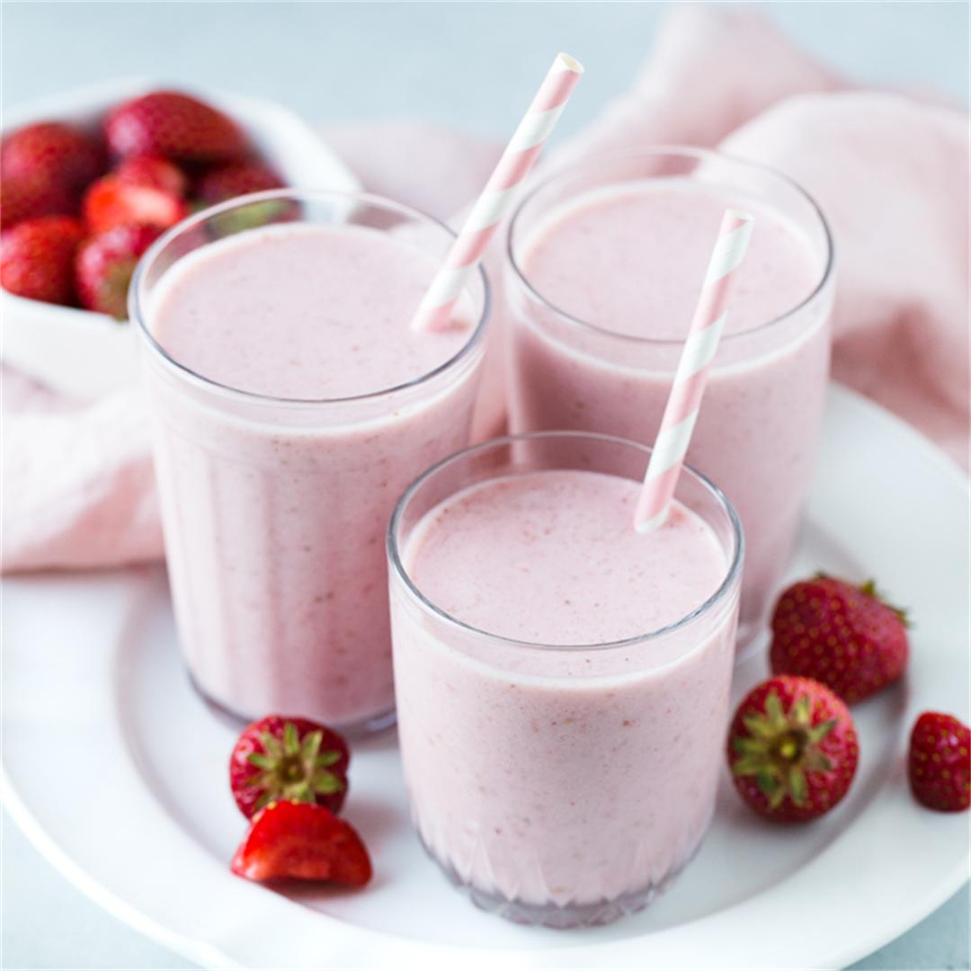 Healthy vegan strawberry milkshake