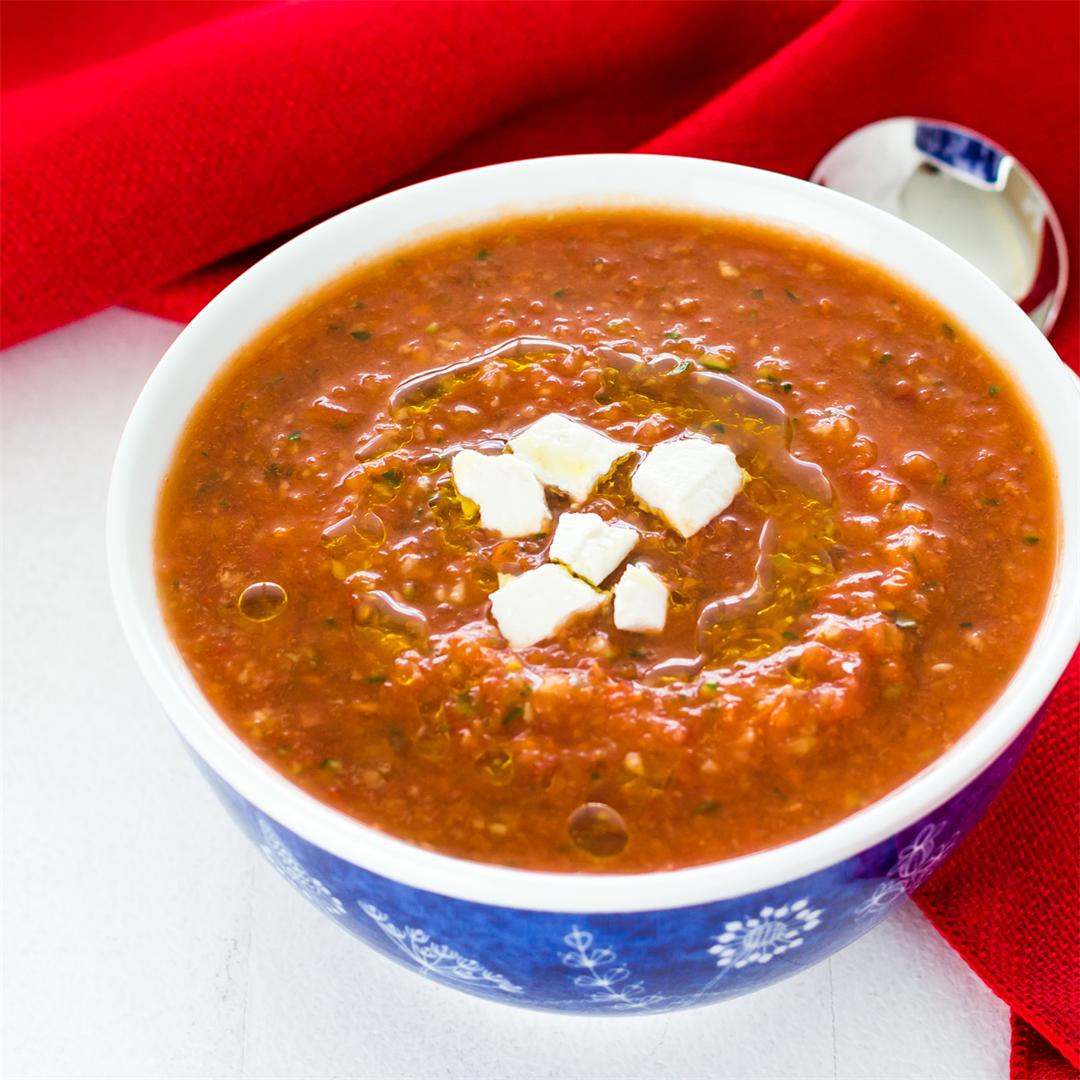 Easy Gazpacho Recipe with Roasted Red Pepper Salsa