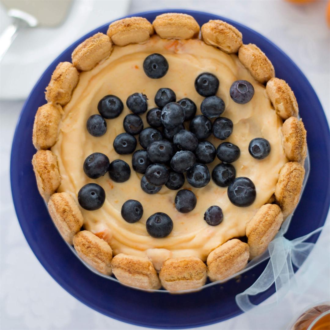 Decadent and flavourful Apricot Tiramisu with Blueberries