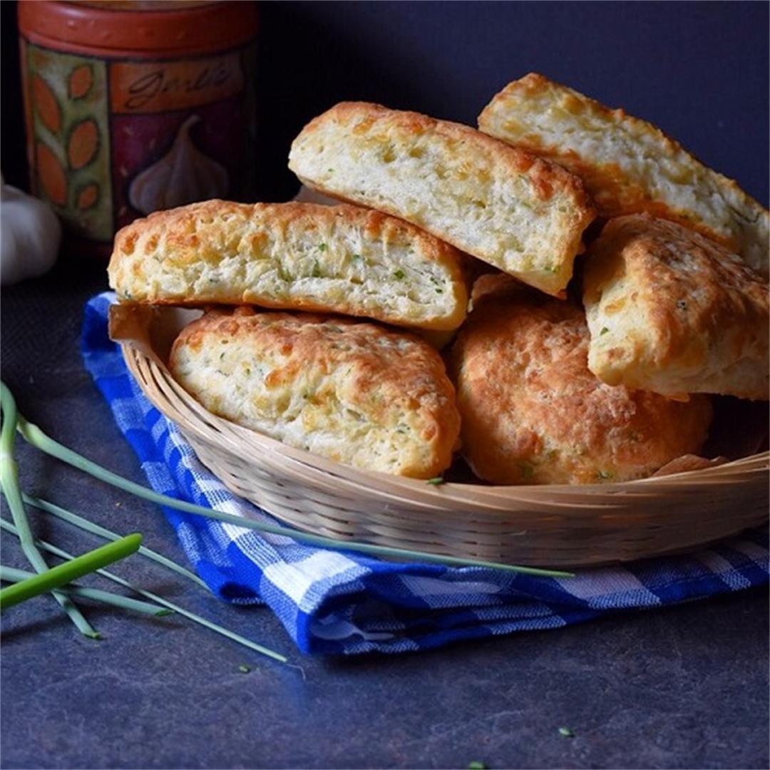 Fluffy Garlic Scape Cheese Biscuits