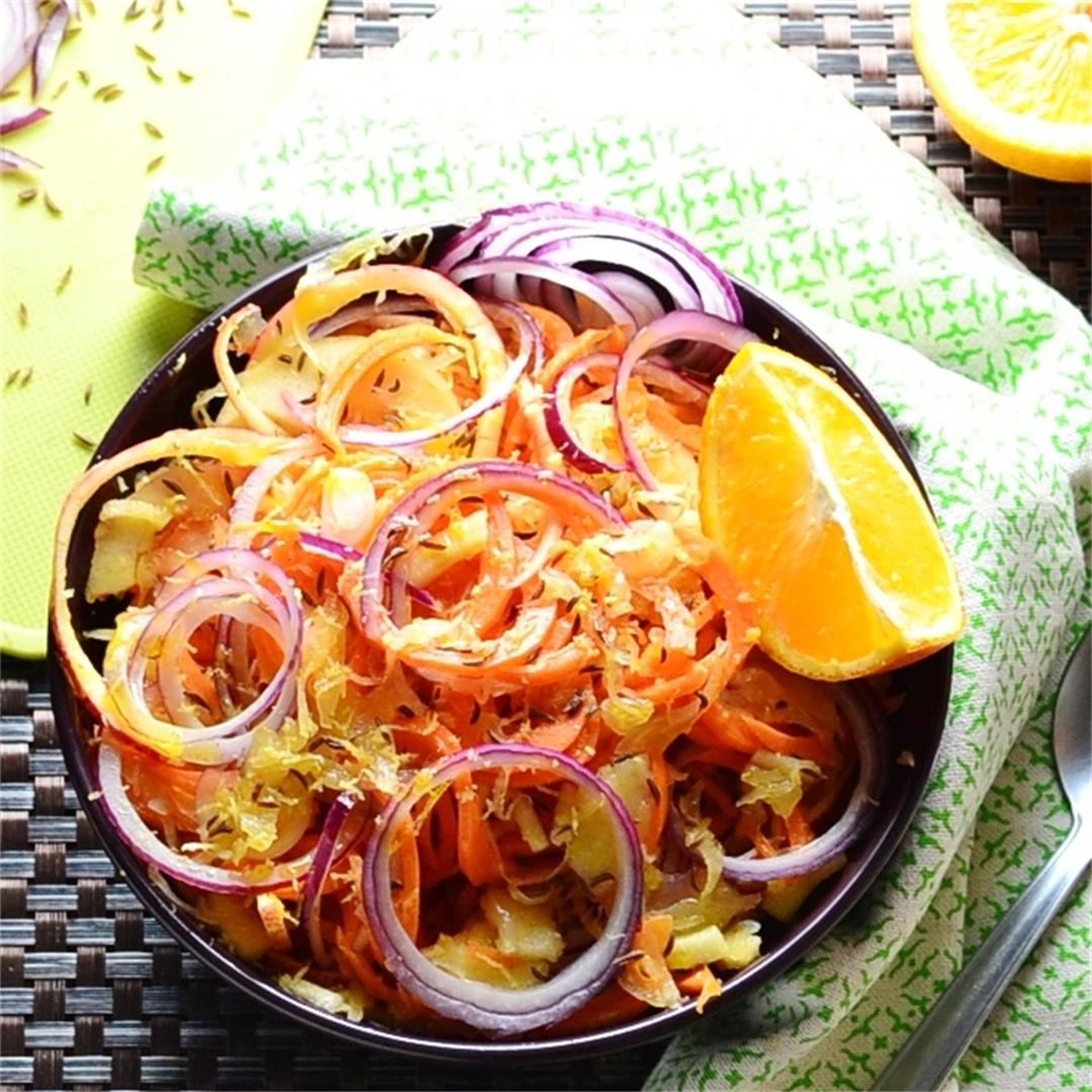 Sauerkraut Salad with Spiralized Carrot and Apple