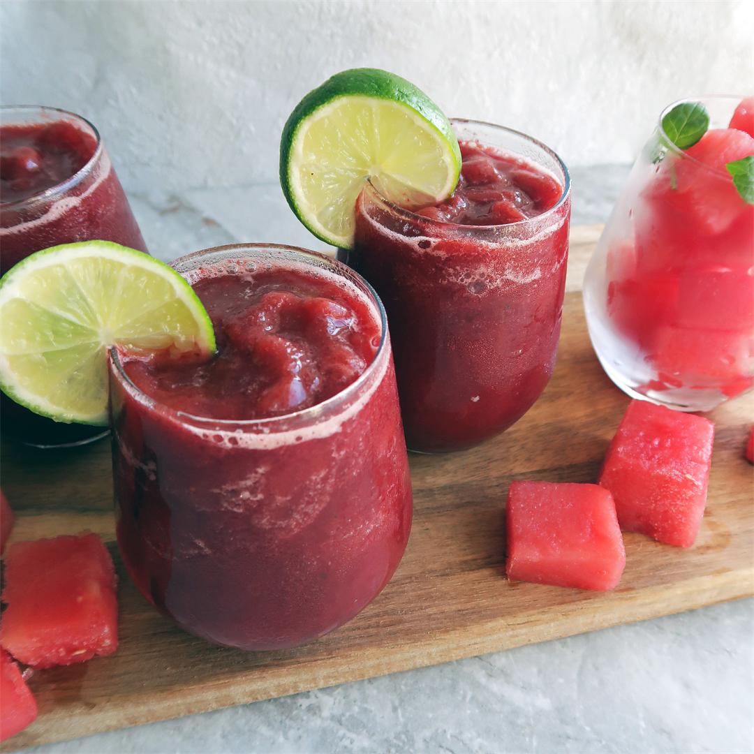 4-Ingredient Watermelon Cherry Slushies