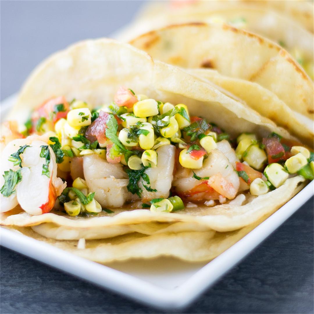 Shrimp Tacos with Sweet Corn Salsa