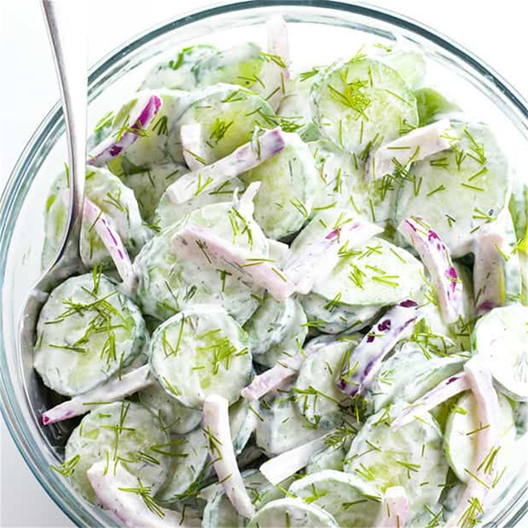Creamy Cucumber Salad With Dill (Low Carb, Gluten-Free)
