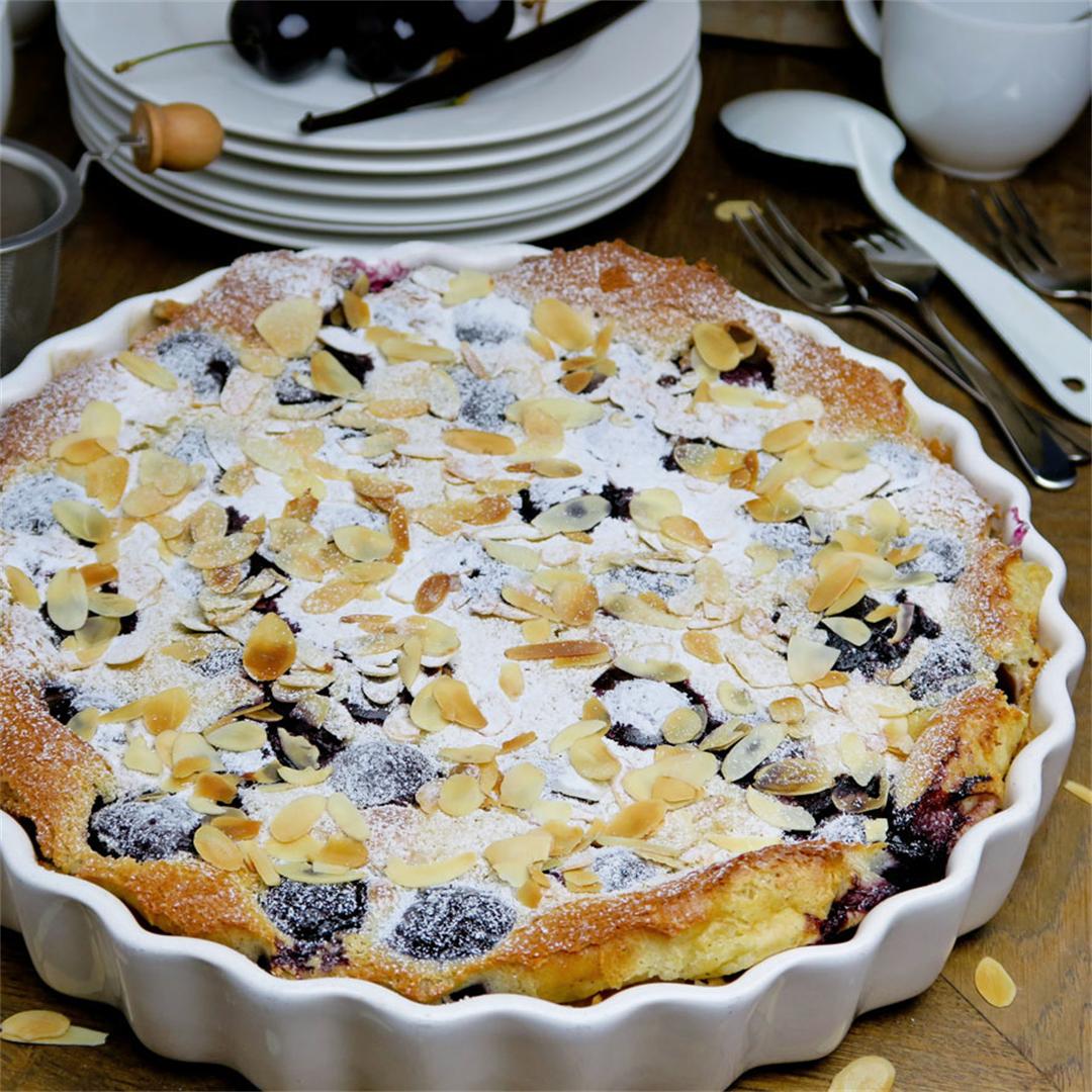This cherry clafoutis with crunchy almonds is divine!