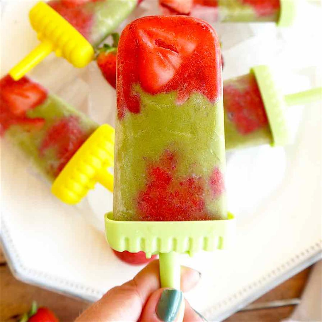 Strawberry And Matcha Green Tea Popsicles {Paleo, Dairy-Free}