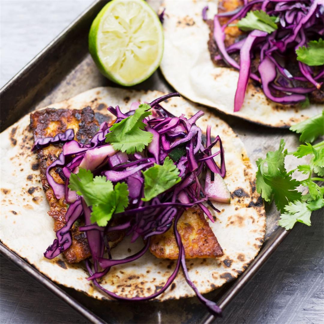 Halloumi Tacos with Cabbage Slaw