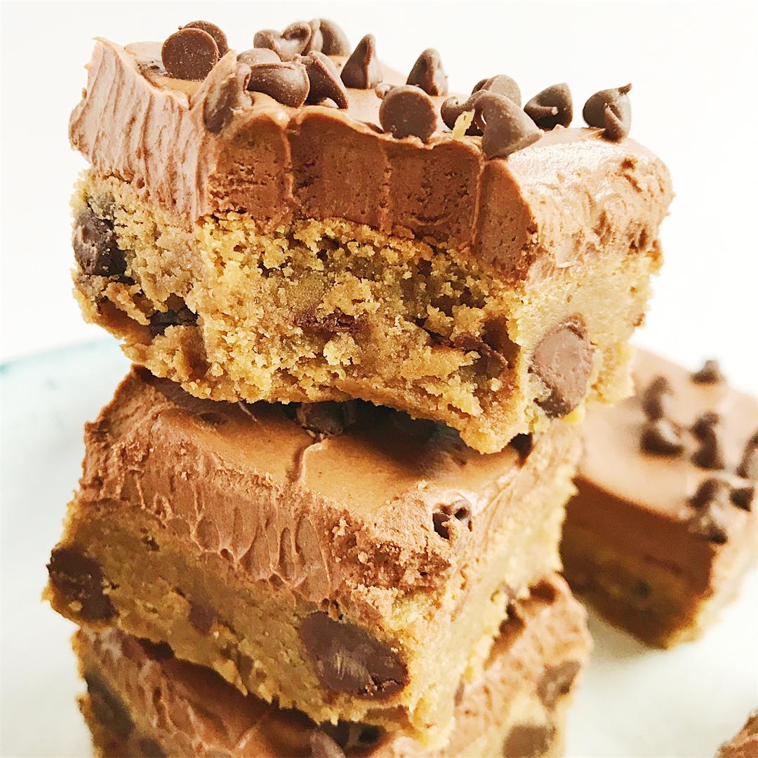 Peanut Butter Blondies with Decadent Fudge Frosting