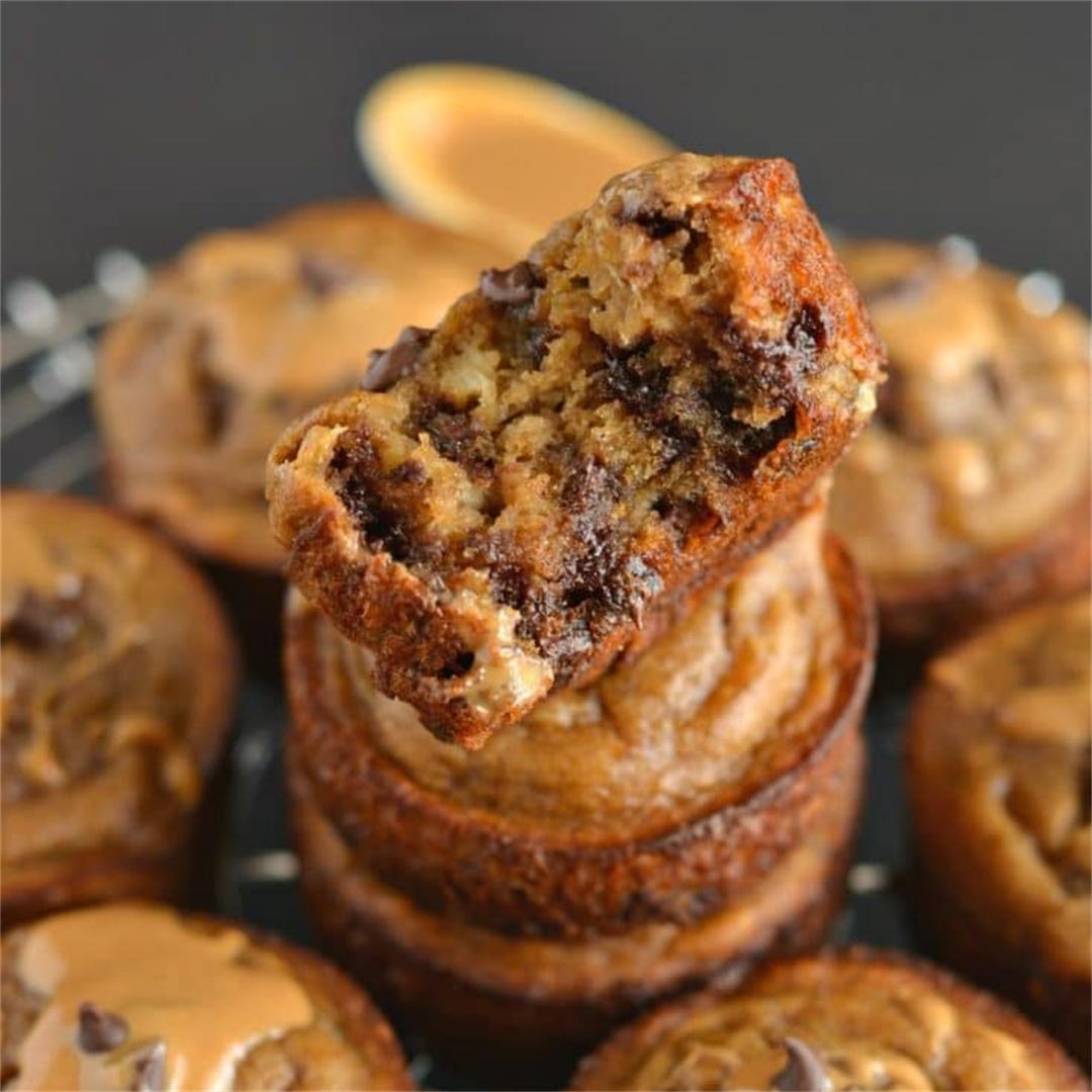 Flourless Peanut Butter Chocolate Chip Blender Muffins
