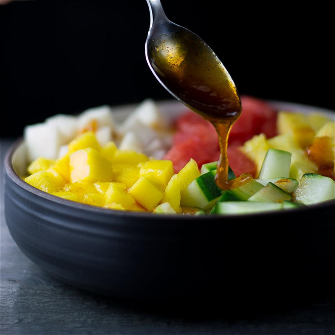 Mexican Fruit Salad with Lime Chili Dressing