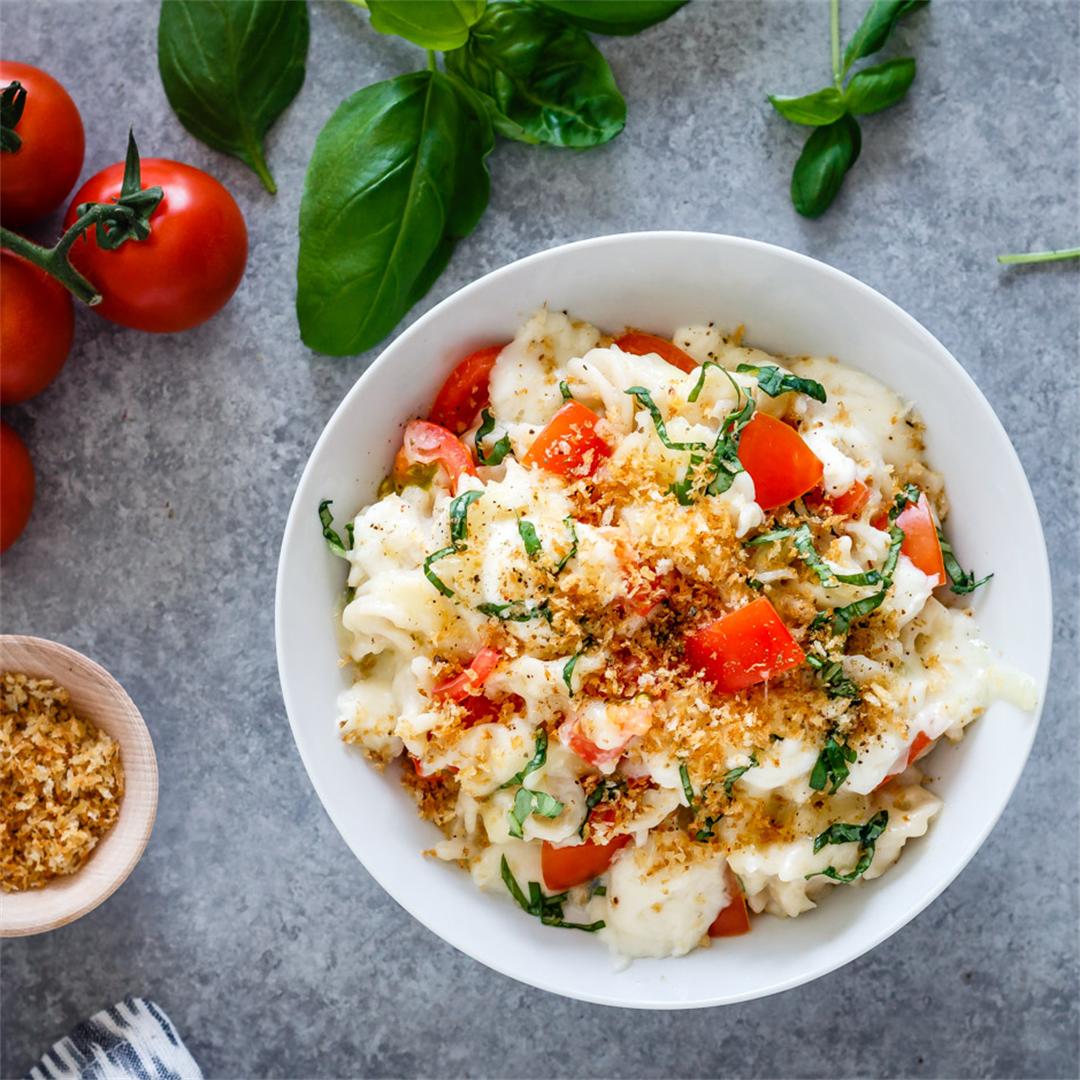 Enjoy caprese mac and cheese, a summer indulgence to swoon over