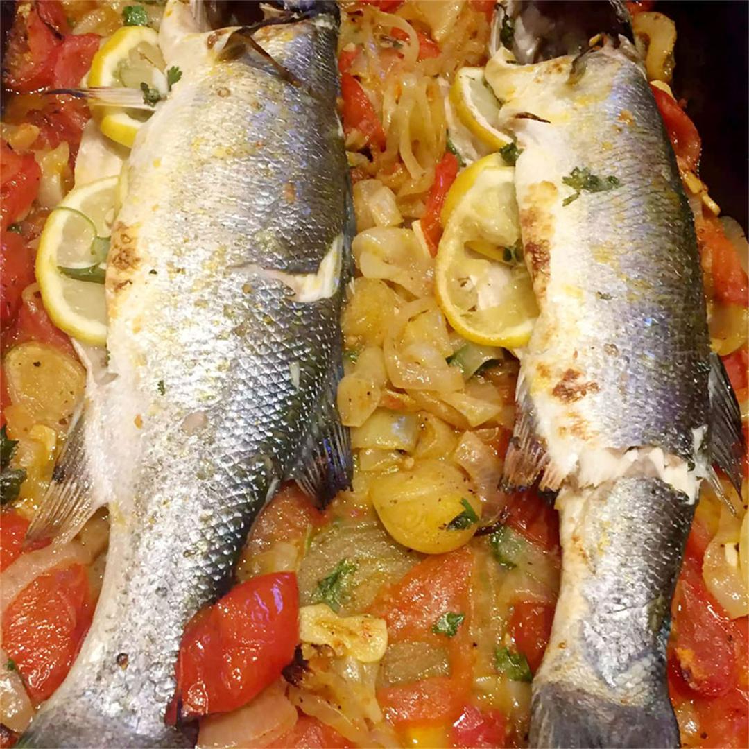 Algarvia Style Sea-Bass Baked in the Oven