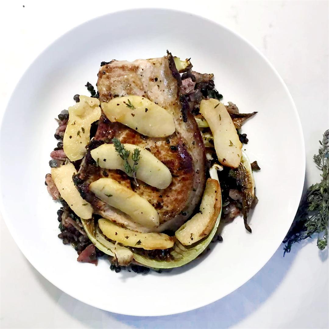 Pork Chops with Butter Poached Apples
