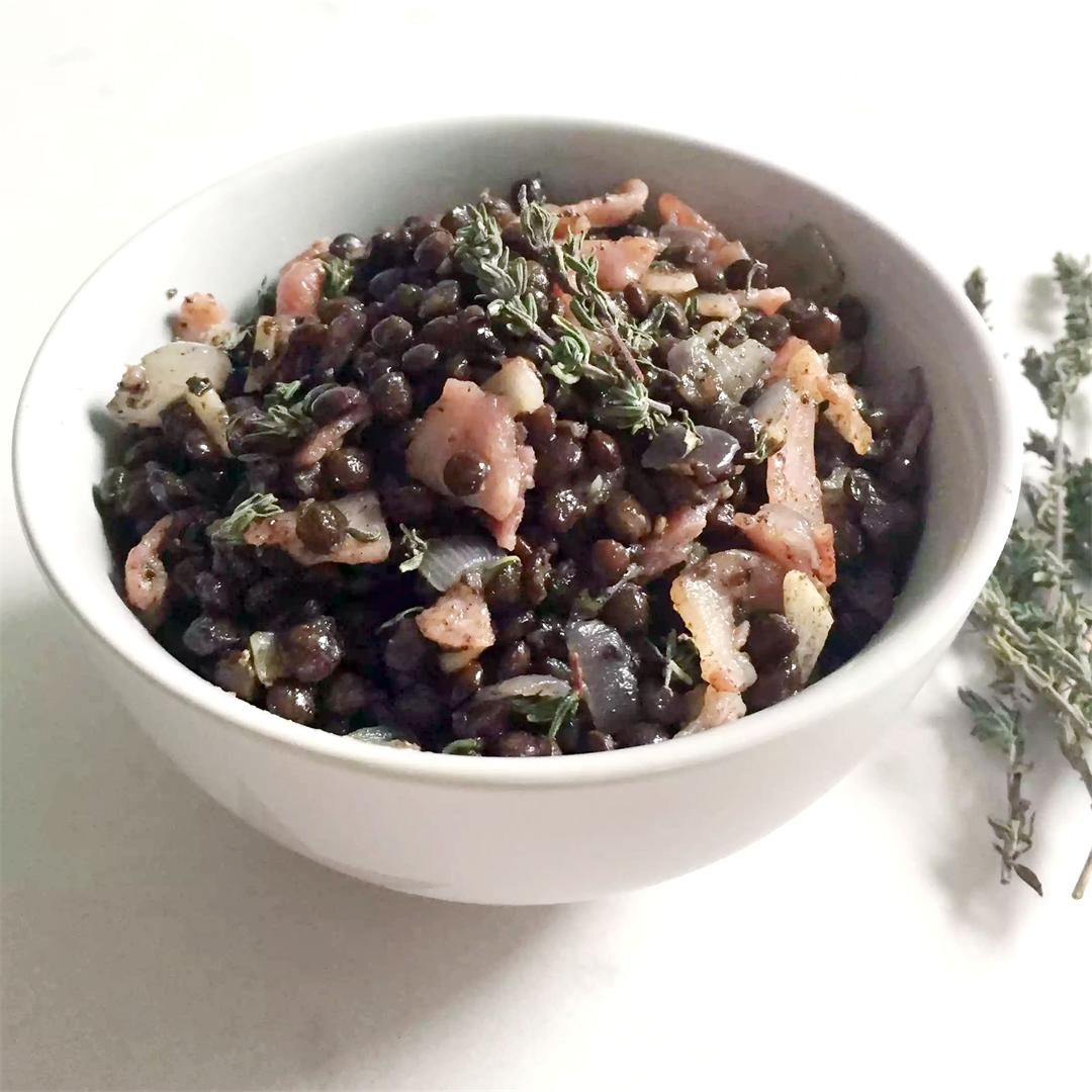 Warm Lentil Bacon Salad with Thyme