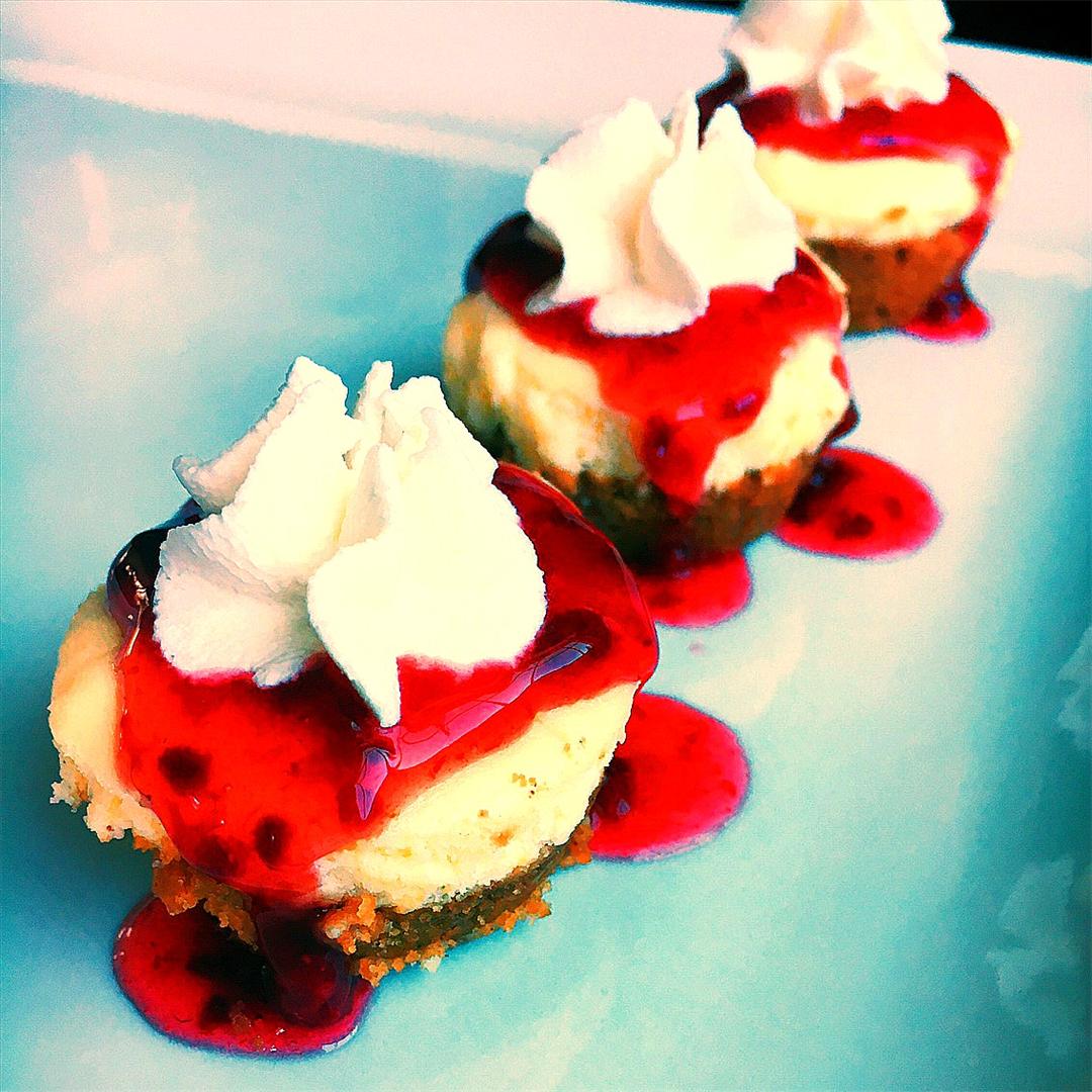 Mini Raspberry Chambord Cheesecakes With Sugar Cookie Crust