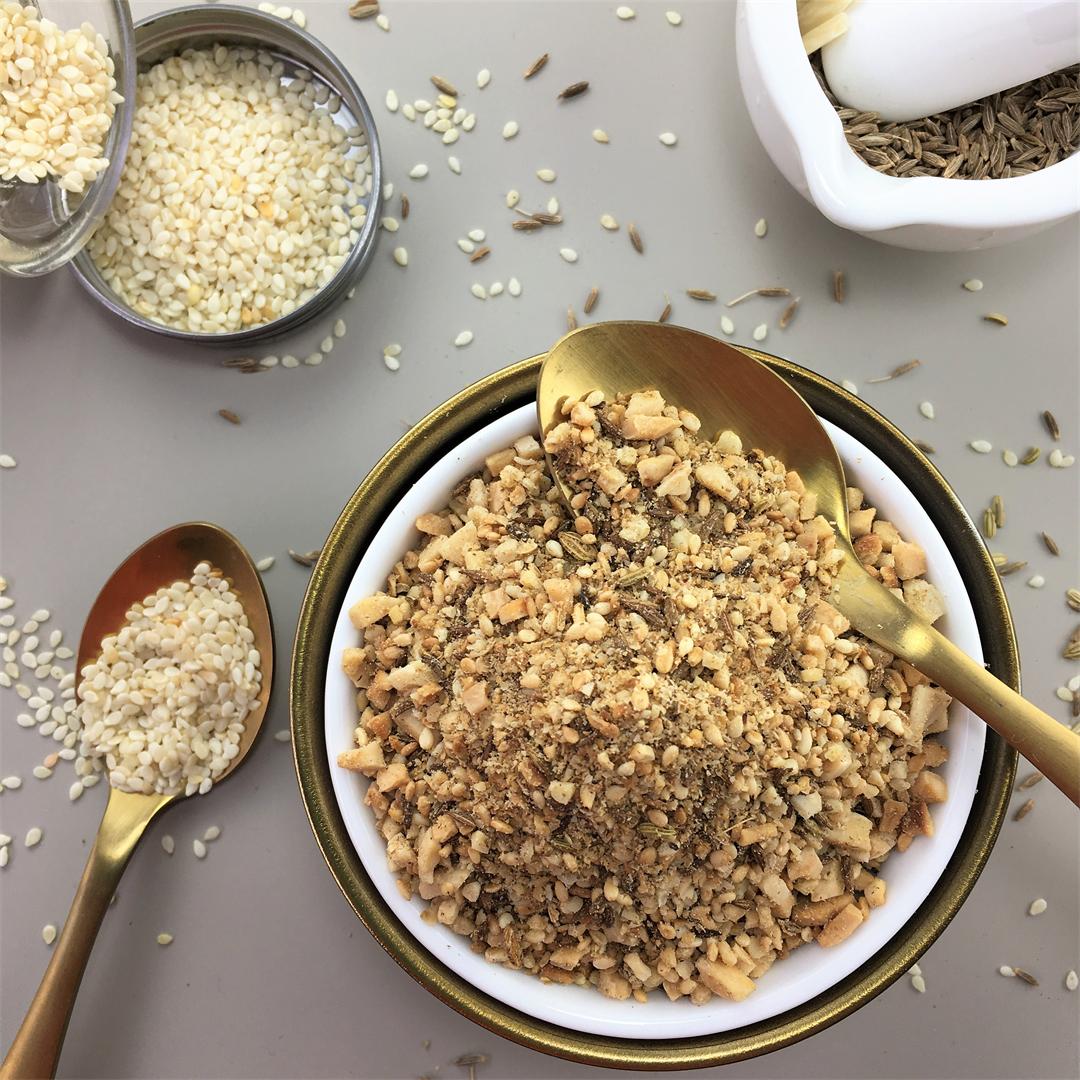 Almond Dukkah - a blend of nuts, seeds & spice.