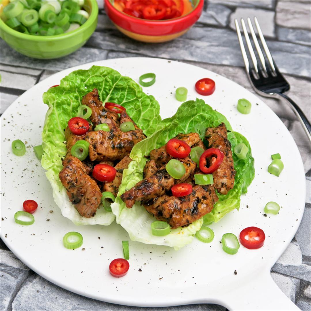 Greek style spicy pork lettuce wraps: fresh and delicious!