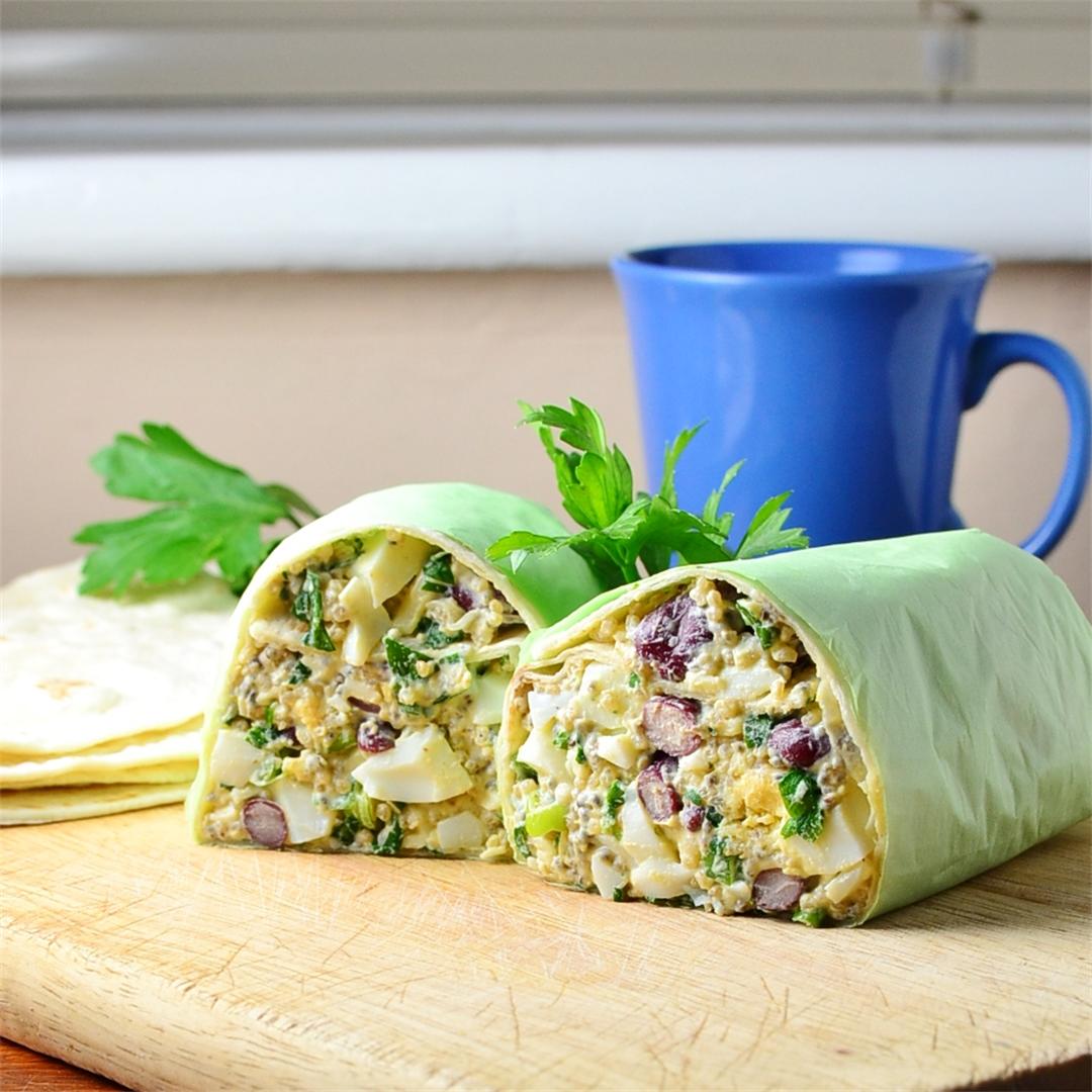 Low Fat Egg Salad Burritos with Beans and Quinoa