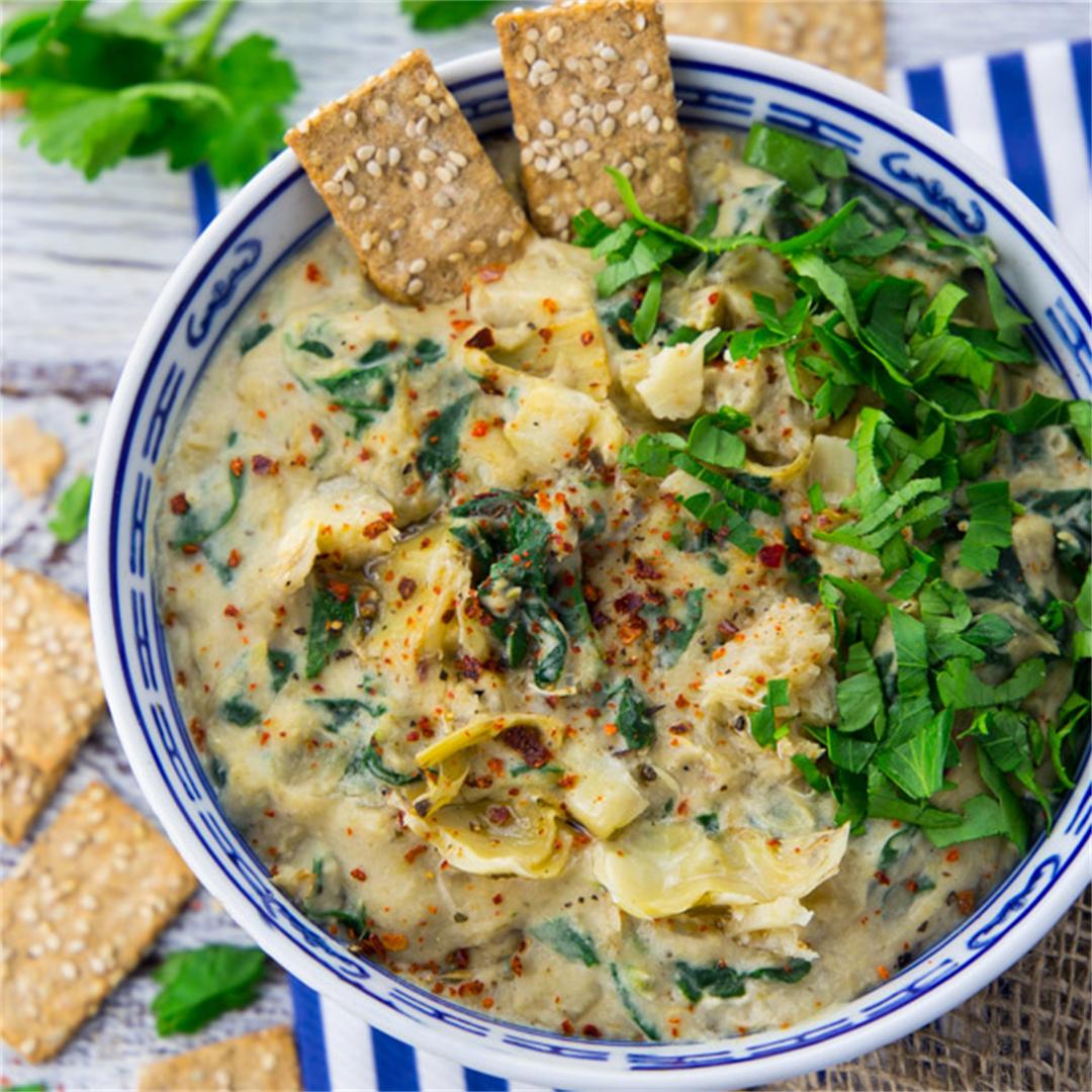Vegan Spinach Dip with Artichokes