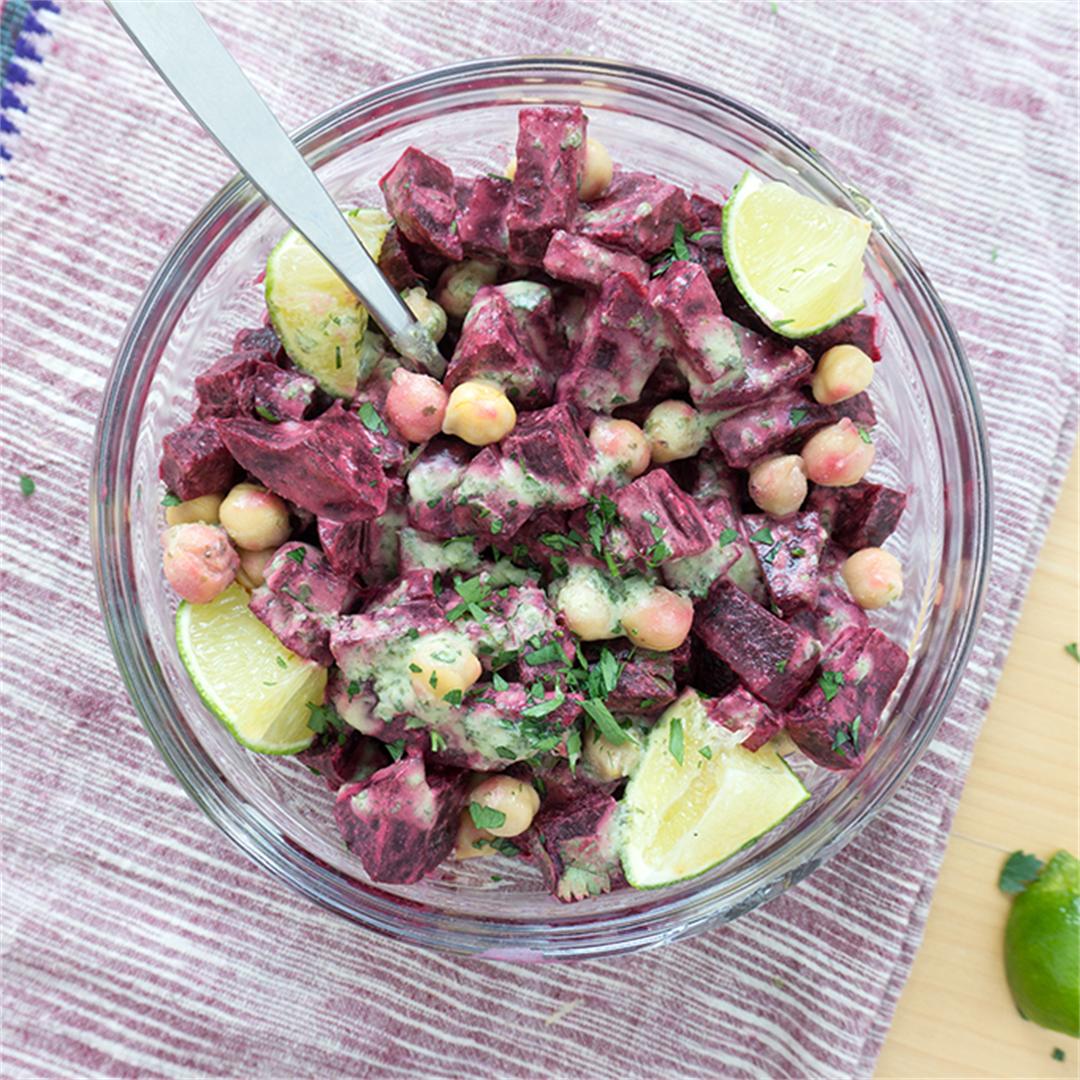 Beet & Chickpea Salad with Coconut Lime Dressing