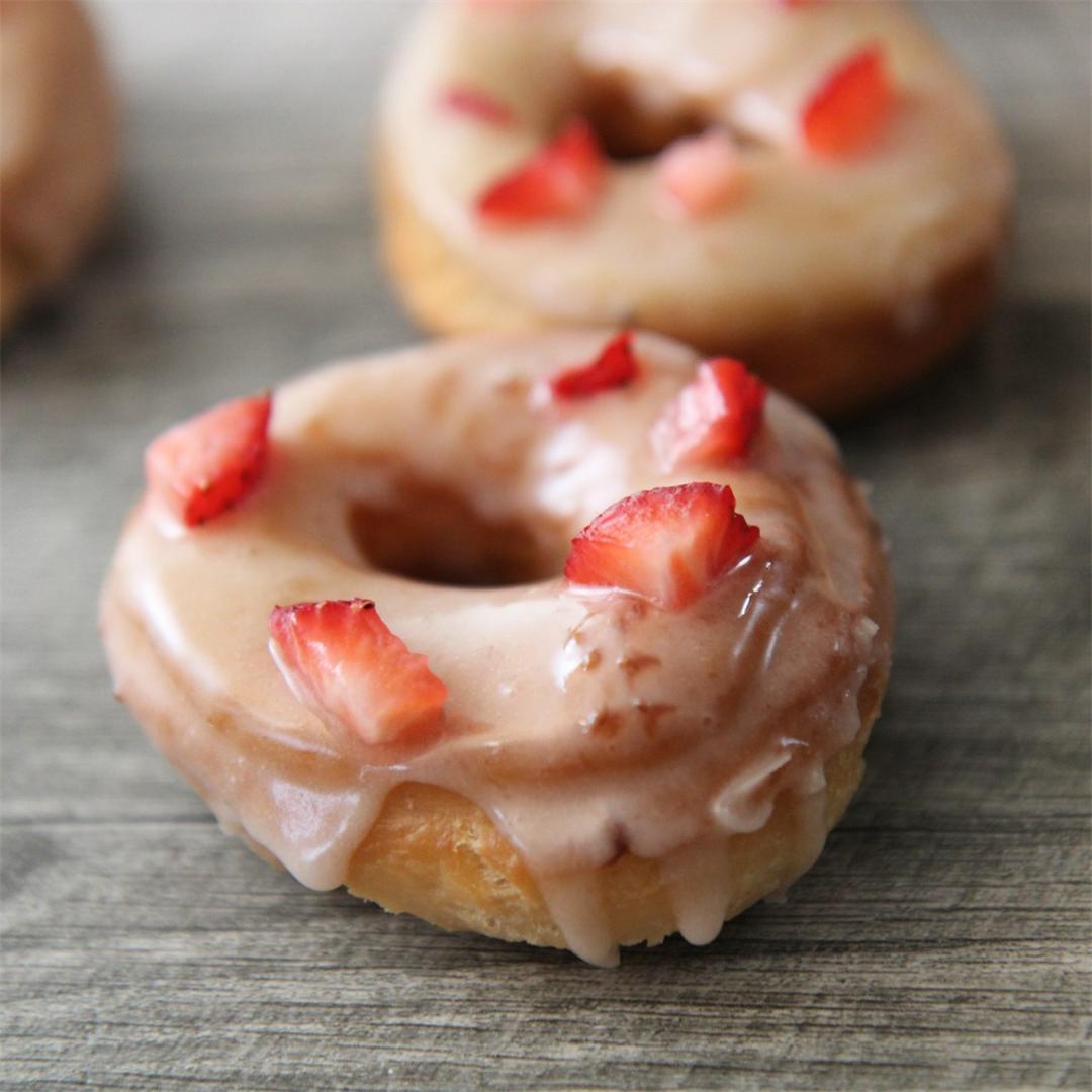 Fresh Strawberry Donuts made from scratch