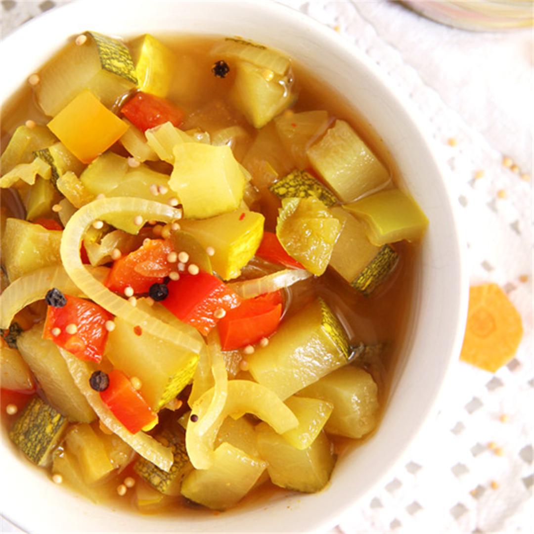 Sweet-and-Sour Zucchini, Pepper and Onion Pickles