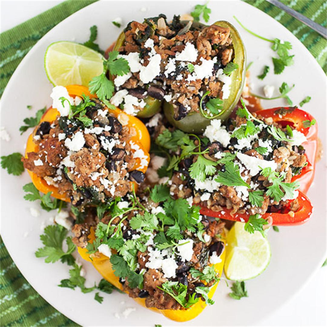 Southwest Turkey and Black Bean Stuffed Peppers