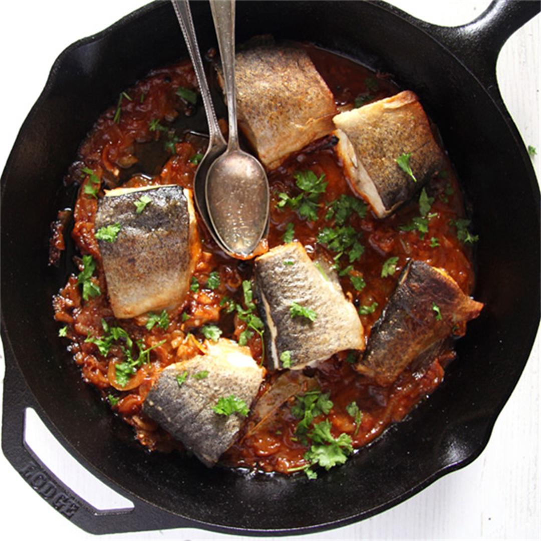 Aromatic Skillet Trout with Onions and Whole Peppercorns