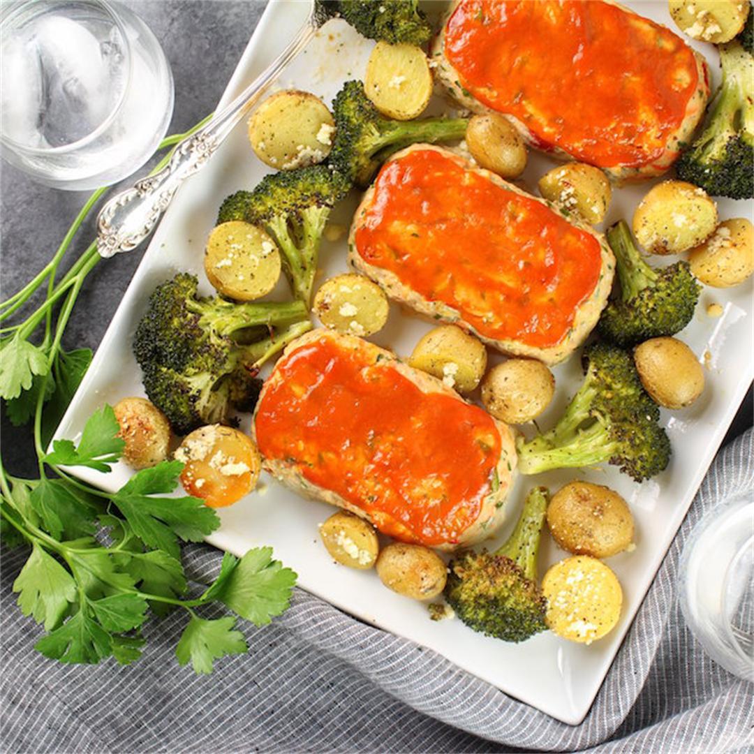 Mini Turkey Meatloaf with Potatoes and Broccoli