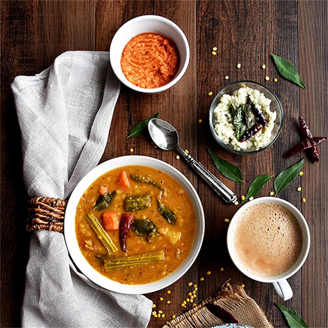 Mixed Vegetable Lentil Stew/Kerala Sambar