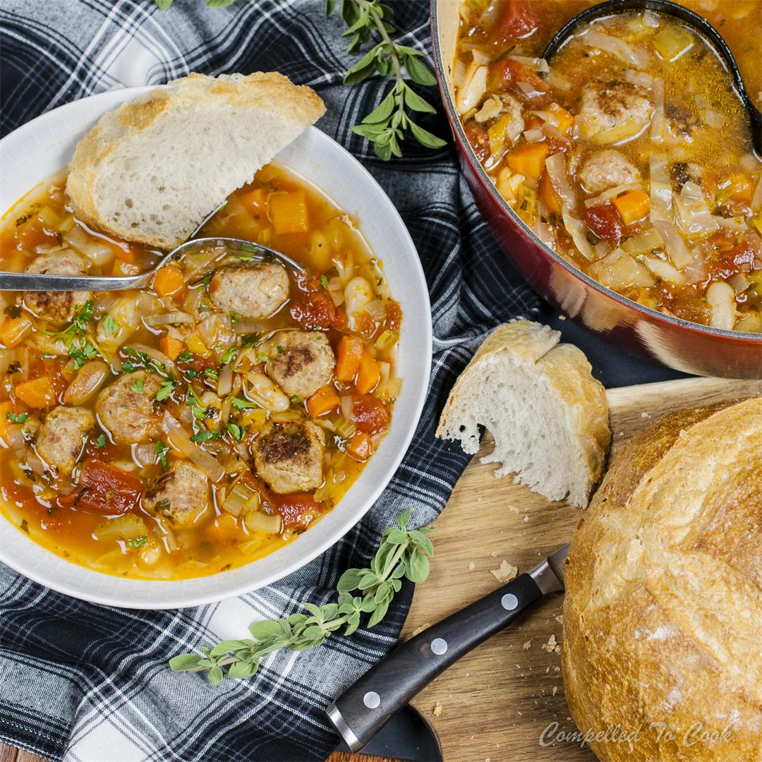 Zesty White Bean and Meatball Soup