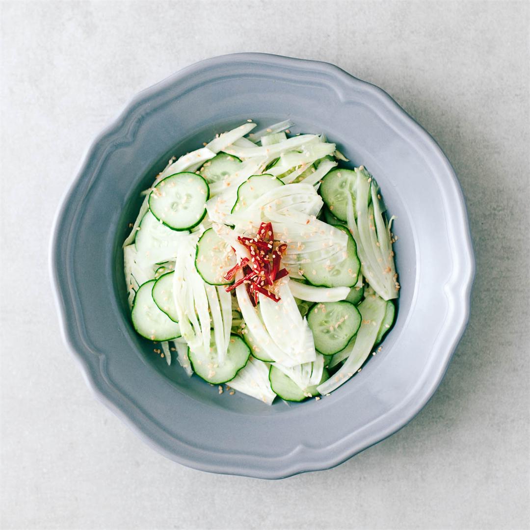 Asian inspired cucumber and fennel salad