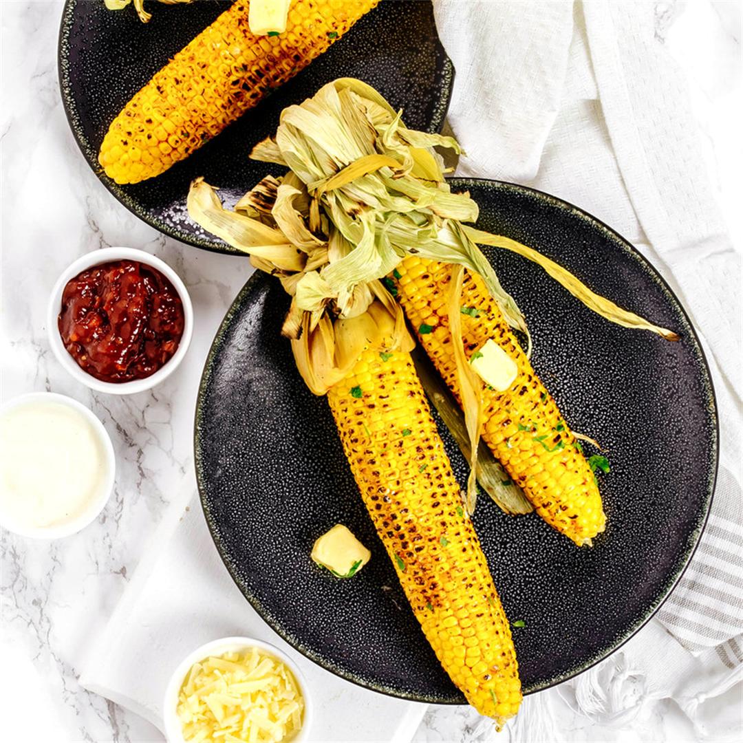 Chessy Smoky Grilled Corn on the Cob
