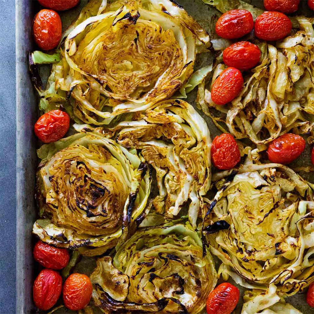 Roasted Cabbage With Tomatoes