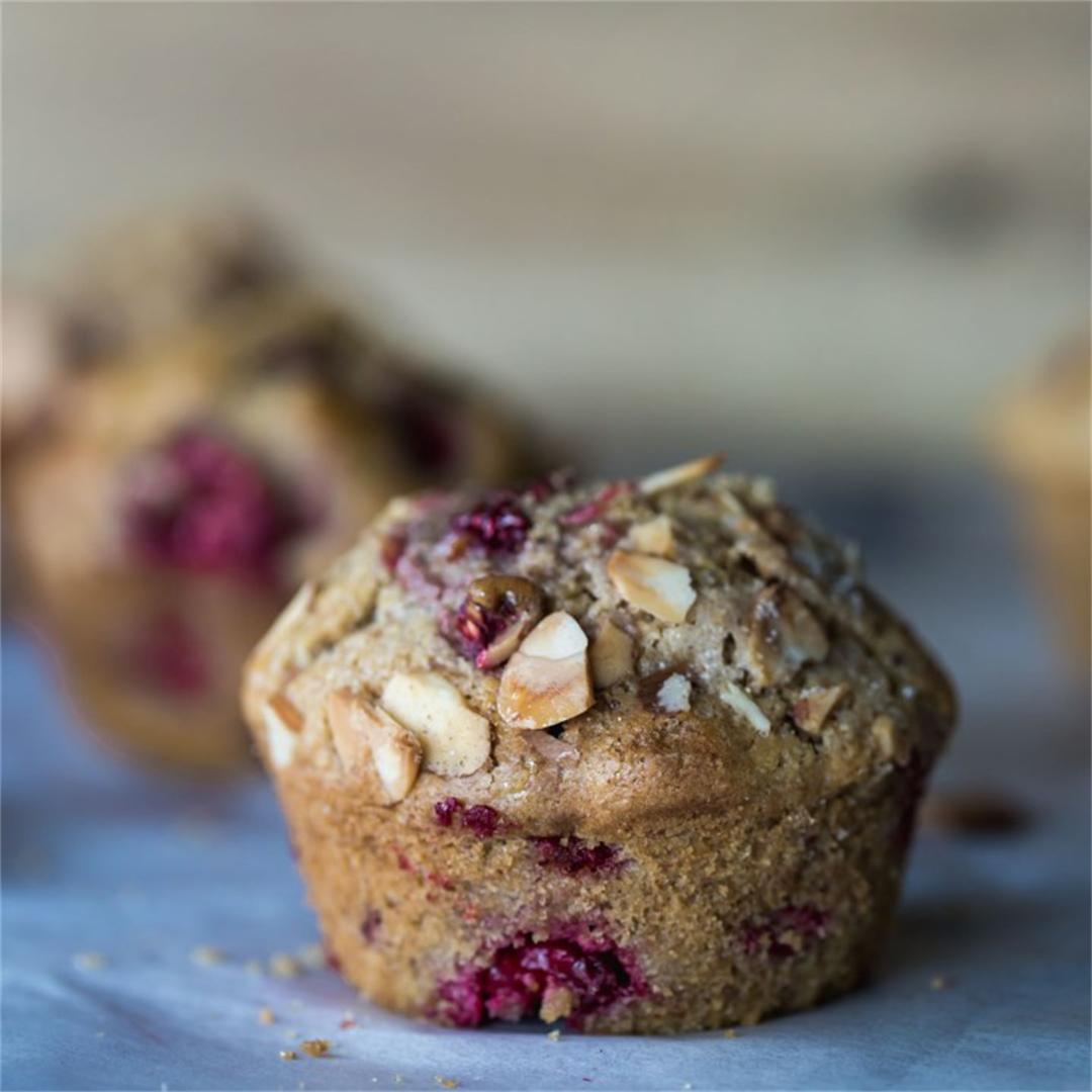 Vegan Almond Butter Raspberry Muffins